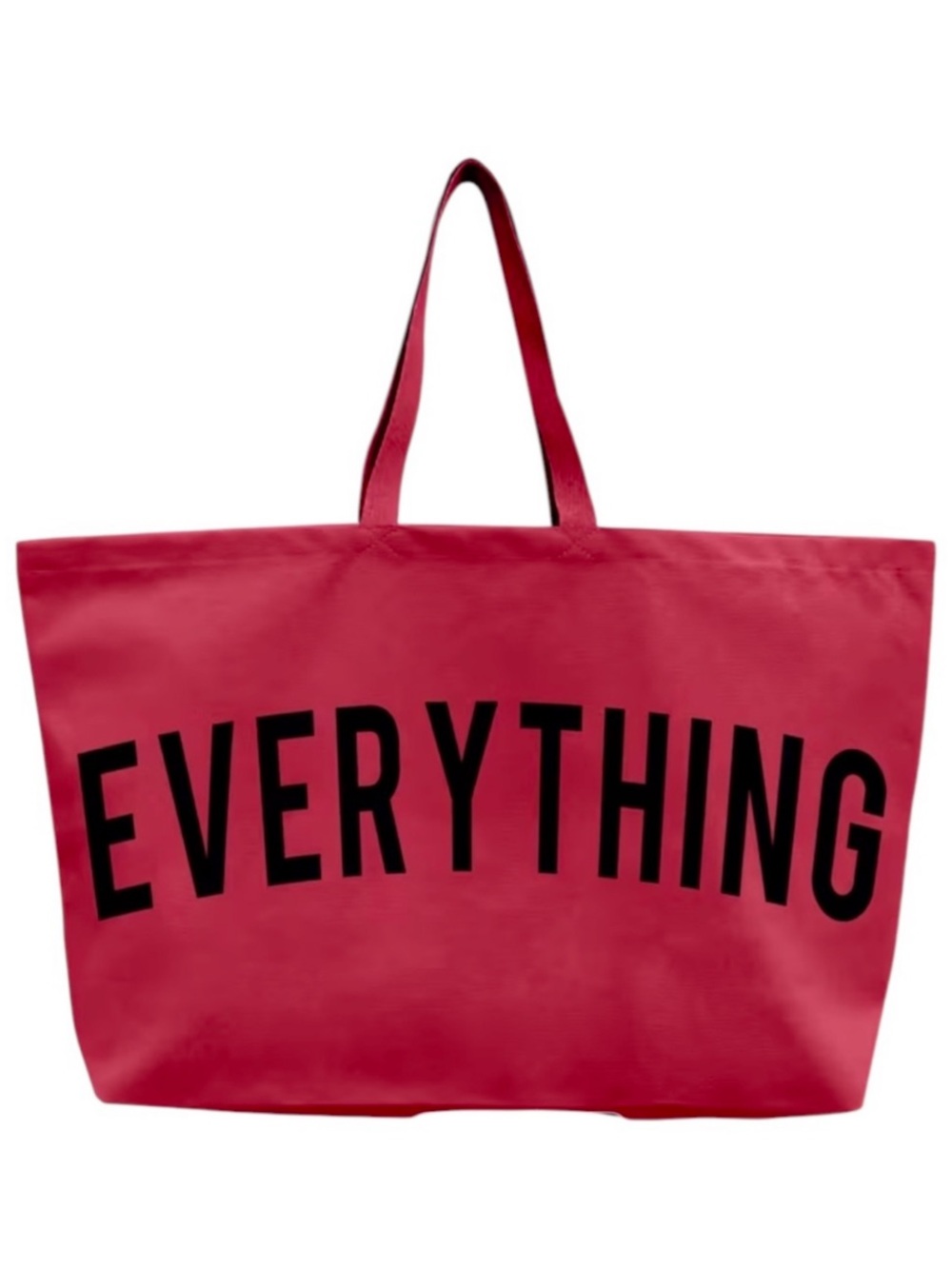 Red Canvas Super Large XL Oversized Tote Bag with Bold EVERYTHING Print NWOT